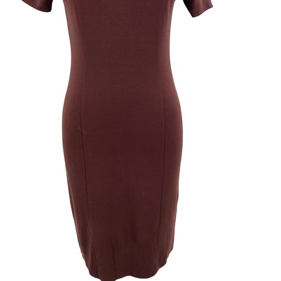 Ottod'Ame Cocoa Sheath Dress Pencil V-Neck Short Sleeve Brown Size US 4 - Picture 5 of 16